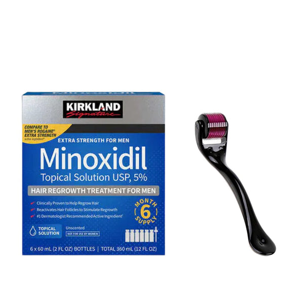 Minoxidil Kirkland 5% 360ml 6 Meses + Dermaroller Titanio