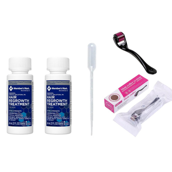 Minoxidil Member's Mark 5% 2 meses + dermaroller estuche 540 agujas