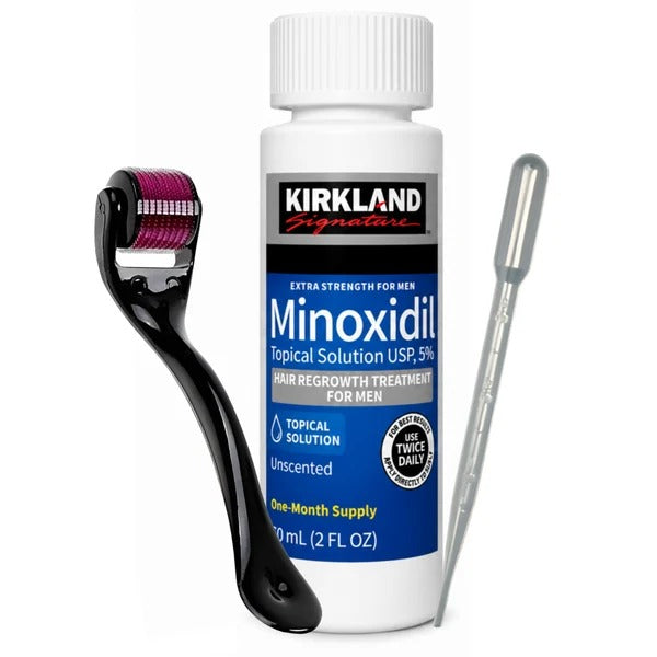 Minoxidil Kirkland 5% 1 mes con dermaroller, sin gotero