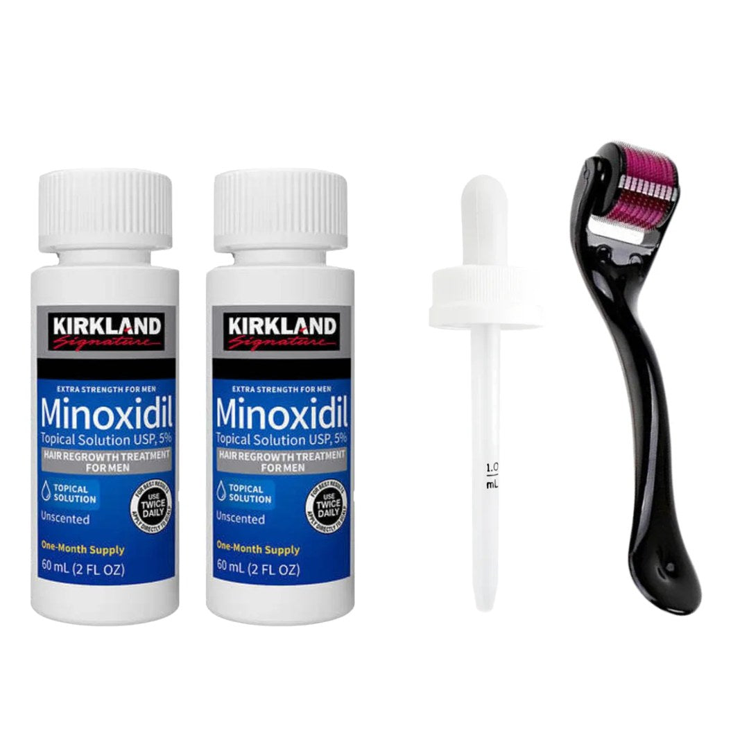 Minoxidil Kirkland 5% 120ml 2 Meses + Dermaroller Titanio y Gotario