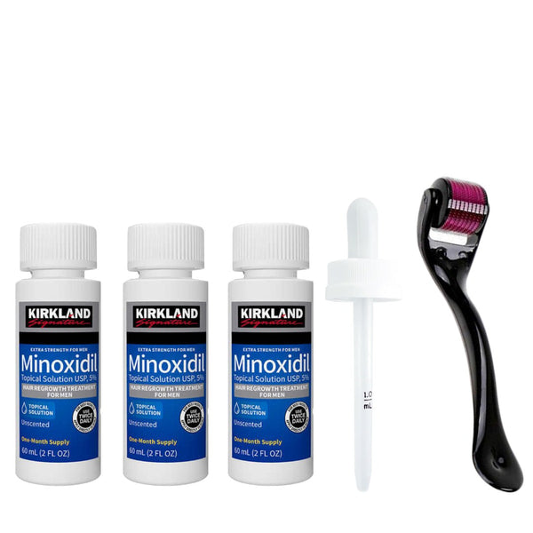 Minoxidil Kirkland 5% 180ml 3 Meses + Dermaroller Estuche + Gotero Original
